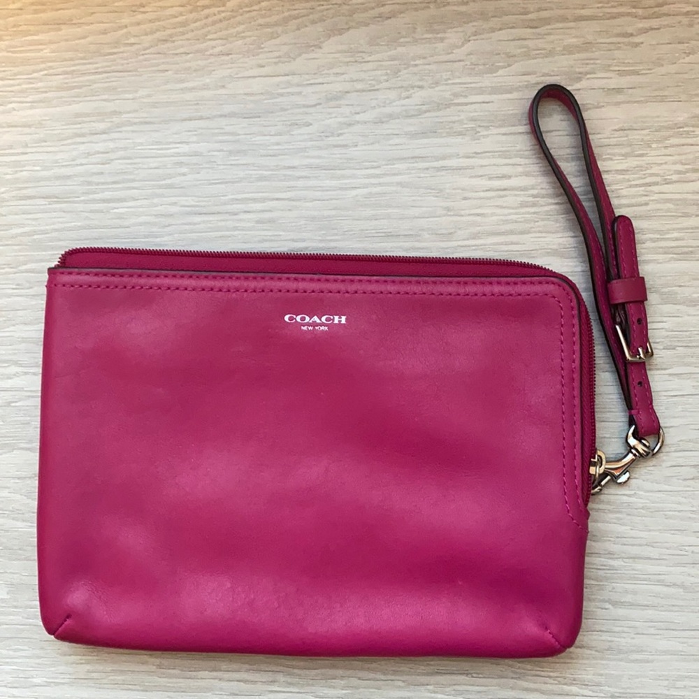 Coach pink leather wristlet
